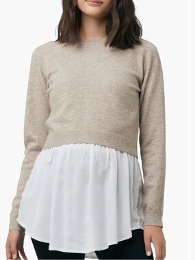 Ripe Maternity Sandy Colored Cropped Knit Sweater